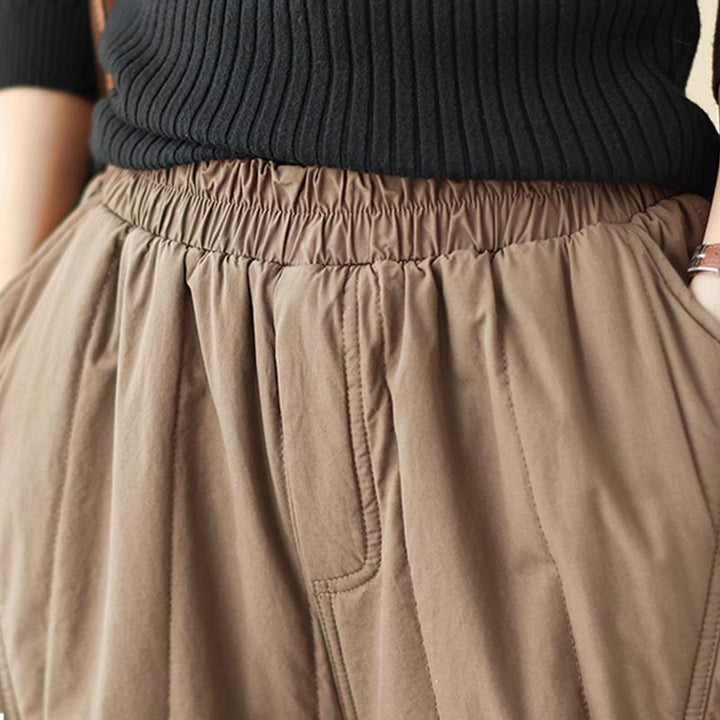 Pantalones tipo harem térmicos de algodón lisos de cintura alta para mujer, con bolsillos, Buddha Stones. - image 15