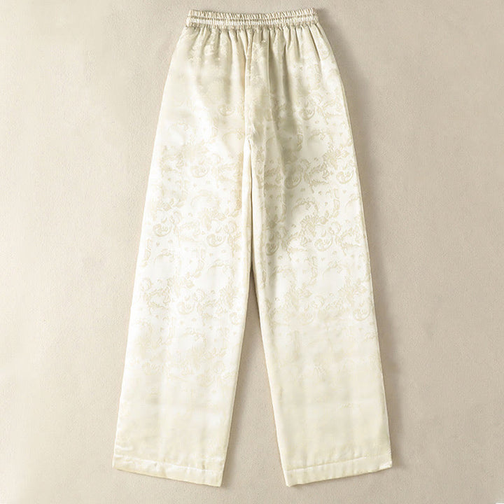 Pantalón térmico de pierna ancha para mujer, de talle alto, con diseño de jacquard de Buddha Stones y bolsillos. - image 1