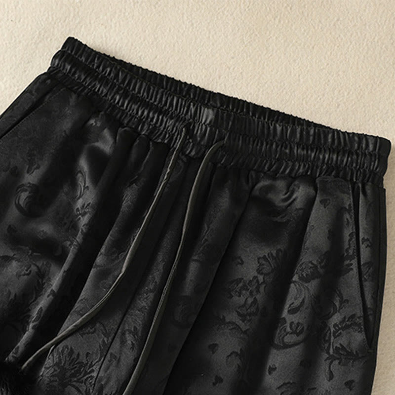Pantalón térmico de pierna ancha para mujer, de talle alto, con diseño de jacquard de Buddha Stones y bolsillos. - image 12