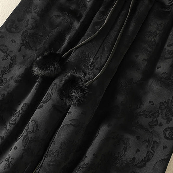 Pantalón térmico de pierna ancha para mujer, de talle alto, con diseño de jacquard de Buddha Stones y bolsillos. - image 15