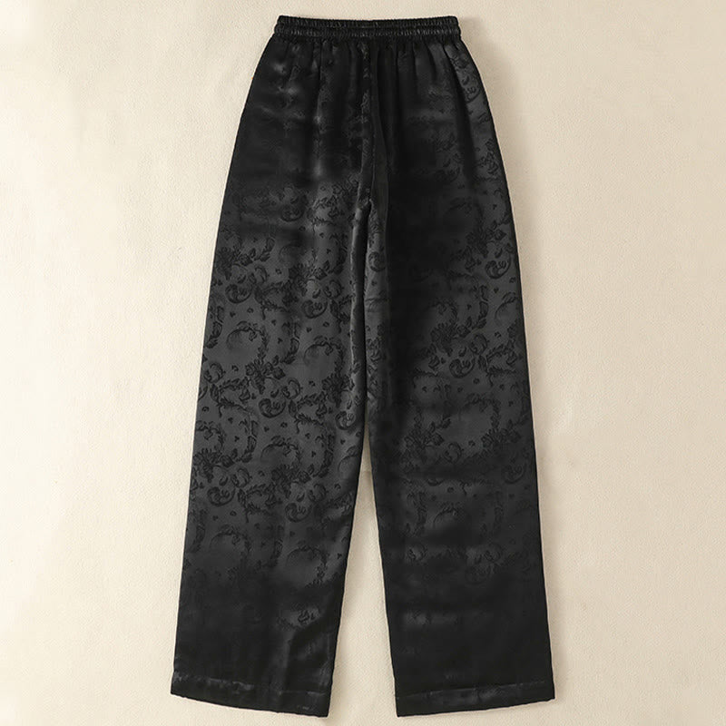 Pantalón térmico de pierna ancha para mujer, de talle alto, con diseño de jacquard de Buddha Stones y bolsillos. - image 11