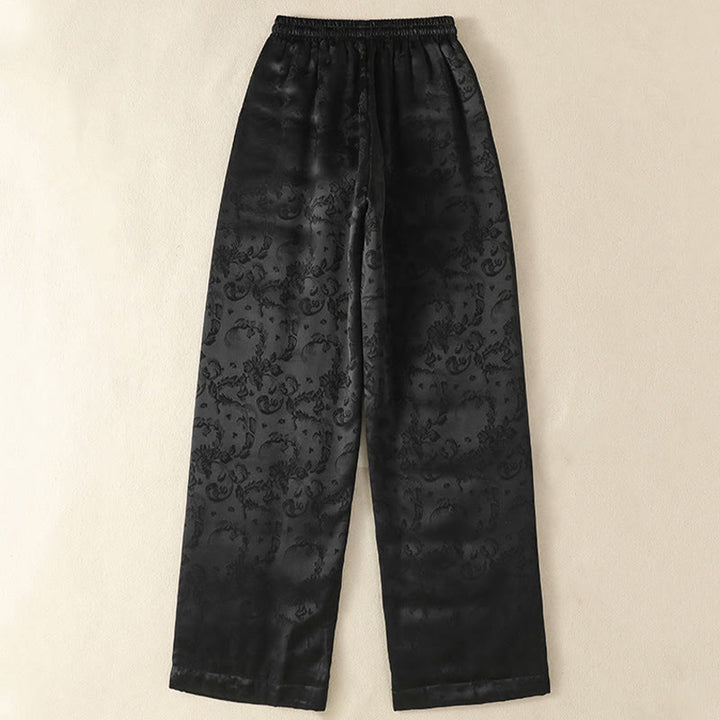 Pantalón térmico de pierna ancha para mujer, de talle alto, con diseño de jacquard de Buddha Stones y bolsillos. - image 11