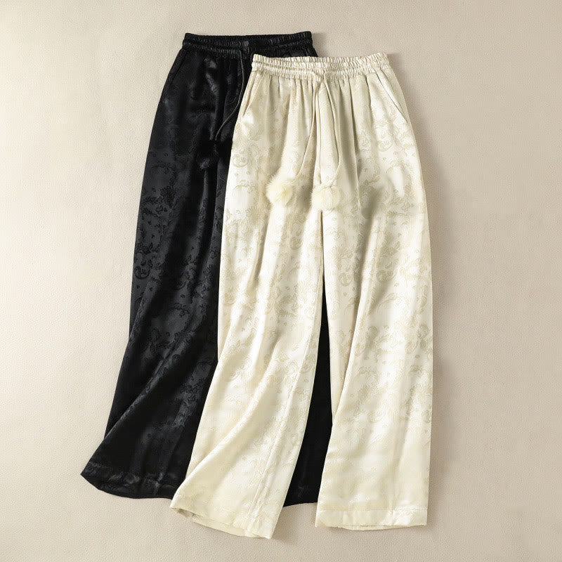 Pantalón térmico de pierna ancha para mujer, de talle alto, con diseño de jacquard de Buddha Stones y bolsillos. - image 17
