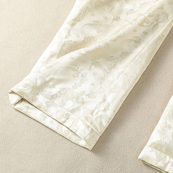 Pantalón térmico de pierna ancha para mujer, de talle alto, con diseño de jacquard de Buddha Stones y bolsillos. - image 8