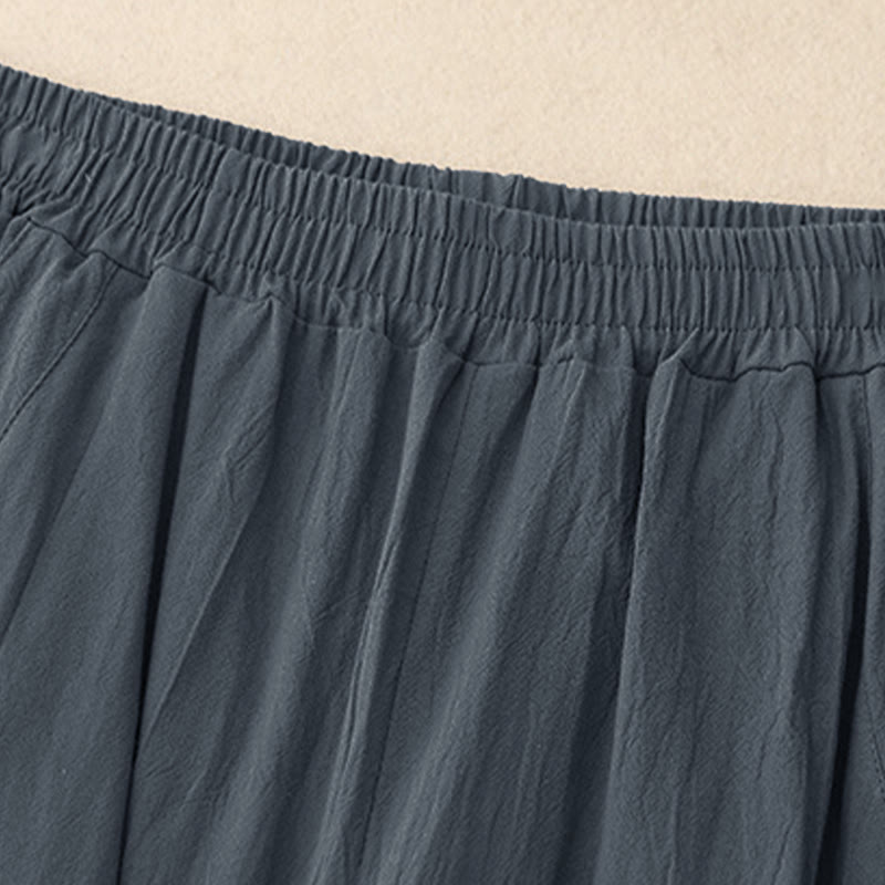 Pantalones de pierna ancha para mujer con bolsillos, diseño sencillo patchwork de colores lisos con Buddha Stones y estampado otoñal. - image 11