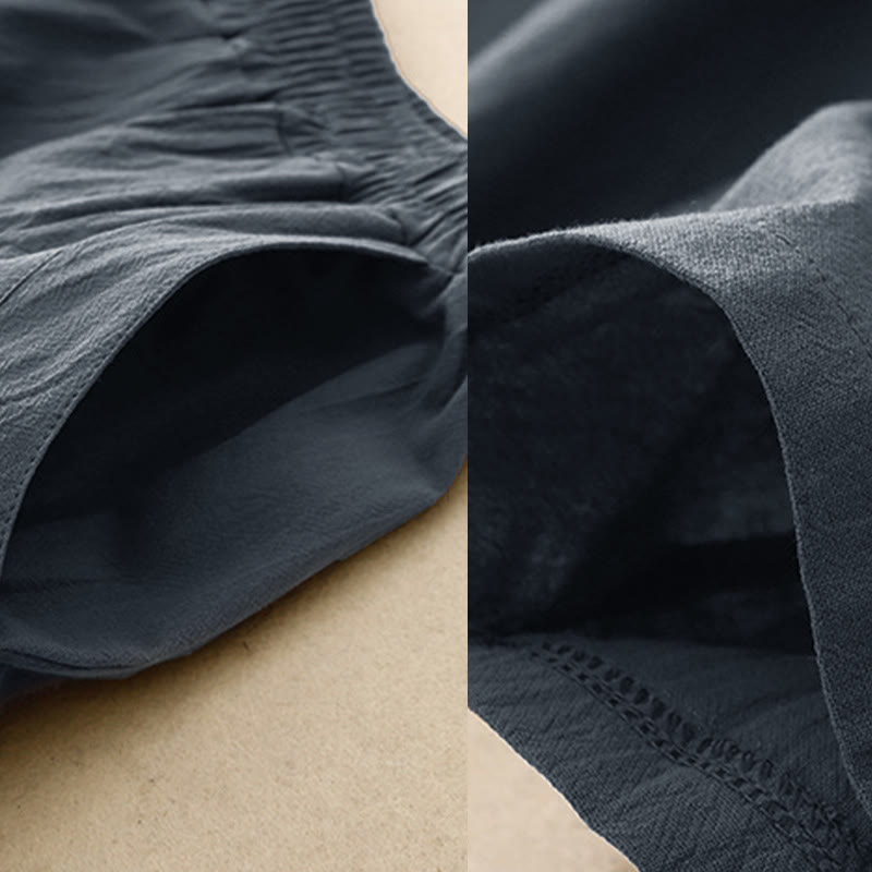 Pantalones de pierna ancha para mujer con bolsillos, diseño sencillo patchwork de colores lisos con Buddha Stones y estampado otoñal. - image 13