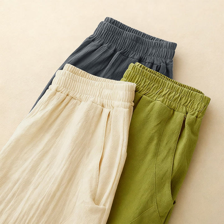 Pantalones de pierna ancha para mujer con bolsillos, diseño sencillo patchwork de colores lisos con Buddha Stones y estampado otoñal. - image 15