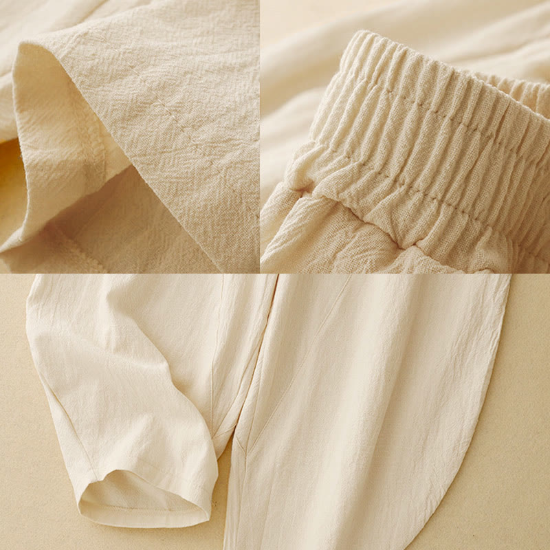 Pantalones de pierna ancha para mujer con bolsillos, diseño sencillo patchwork de colores lisos con Buddha Stones y estampado otoñal. - image 6