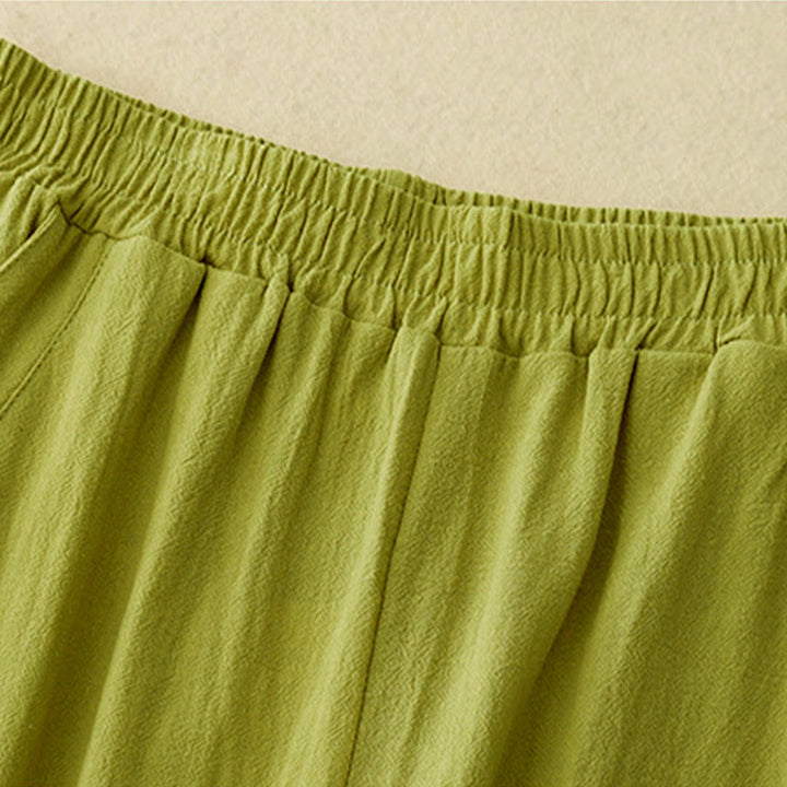 Pantalones de pierna ancha para mujer con bolsillos, diseño sencillo patchwork de colores lisos con Buddha Stones y estampado otoñal. - image 8