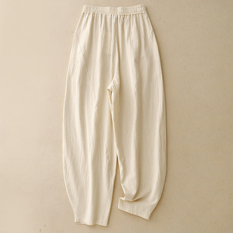 Pantalones de pierna ancha para mujer con bolsillos, diseño sencillo patchwork de colores lisos con Buddha Stones y estampado otoñal. - Beige - US8-10，UK/AU12-14，EU40-42 (2XL) - image 1