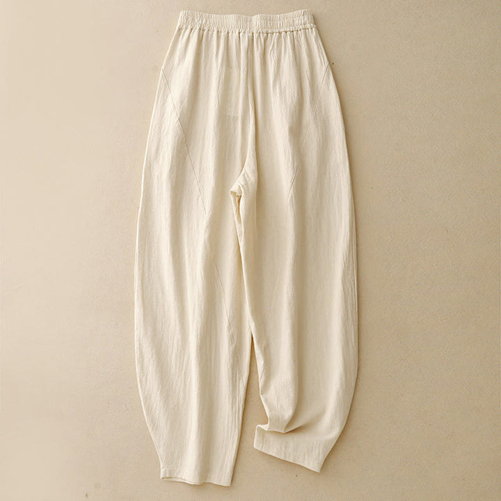 Pantalones de pierna ancha para mujer con bolsillos, diseño sencillo patchwork de colores lisos con Buddha Stones y estampado otoñal. - Beige - US8-10，UK/AU12-14，EU40-42 (2XL) - image 1