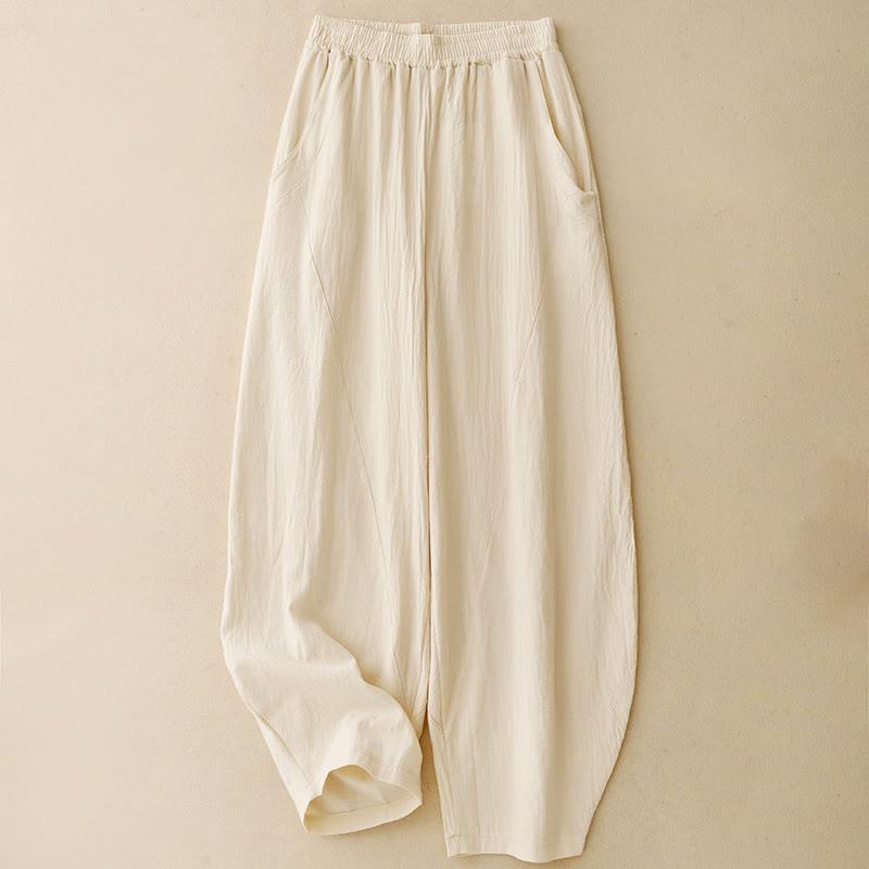 Pantalones de pierna ancha para mujer con bolsillos, diseño sencillo patchwork de colores lisos con Buddha Stones y estampado otoñal. - image 0