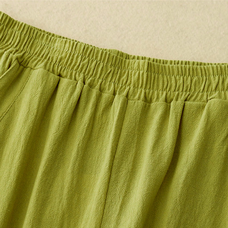 Pantalones de pierna ancha para mujer con bolsillos, diseño sencillo patchwork de colores lisos con Buddha Stones y estampado otoñal. - image 8