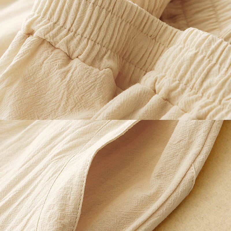 Pantalones de pierna ancha para mujer con bolsillos, diseño sencillo patchwork de colores lisos con Buddha Stones y estampado otoñal. - image 5