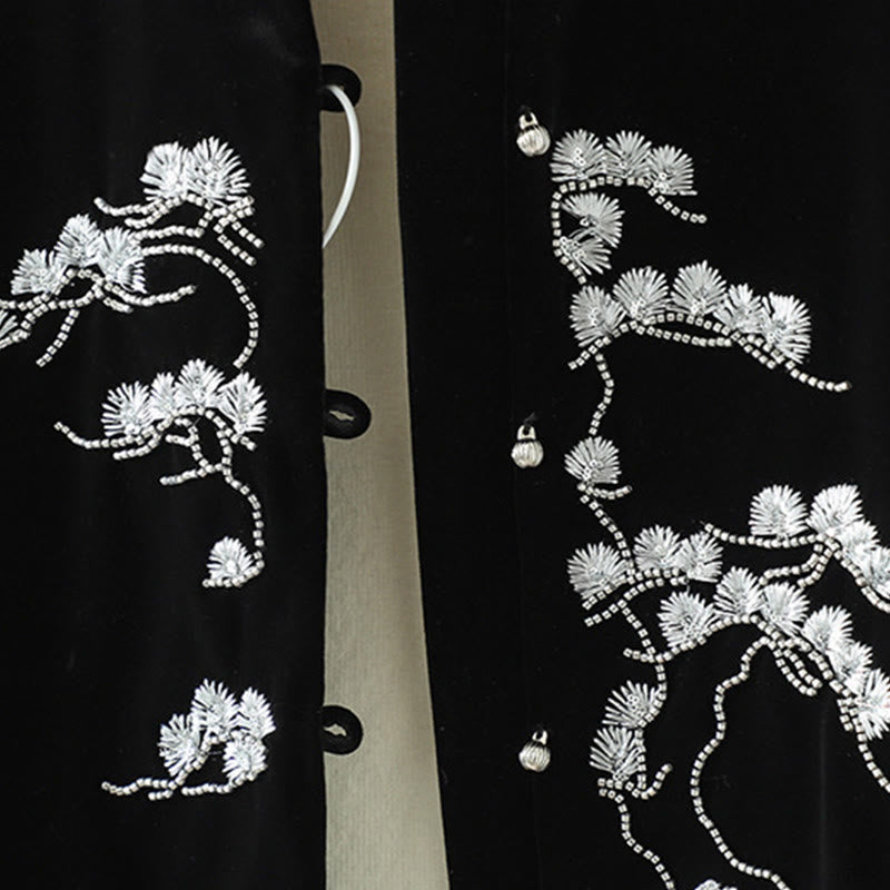 Chaleco sin mangas para mujer con bordado de flores blancas y Buddha Stones - image 7