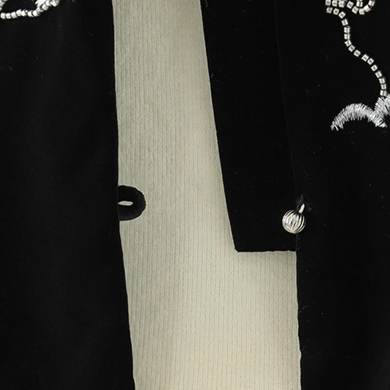 Chaleco sin mangas para mujer con bordado de flores blancas y Buddha Stones - image 6