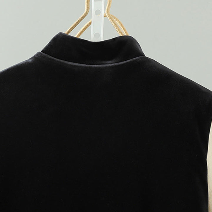 Chaleco sin mangas para mujer con bordado de flores blancas y Buddha Stones - image 4