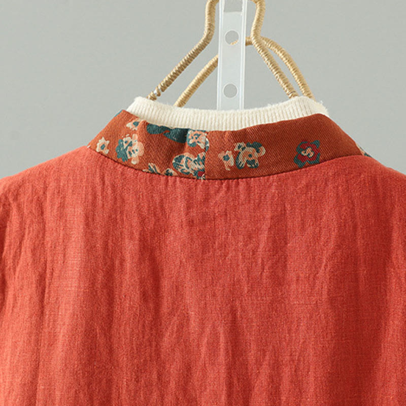 Chaleco sin mangas para mujer con cuello en V, estampado floral y Buddha Stones , cierre de botón tipo rana - image 4