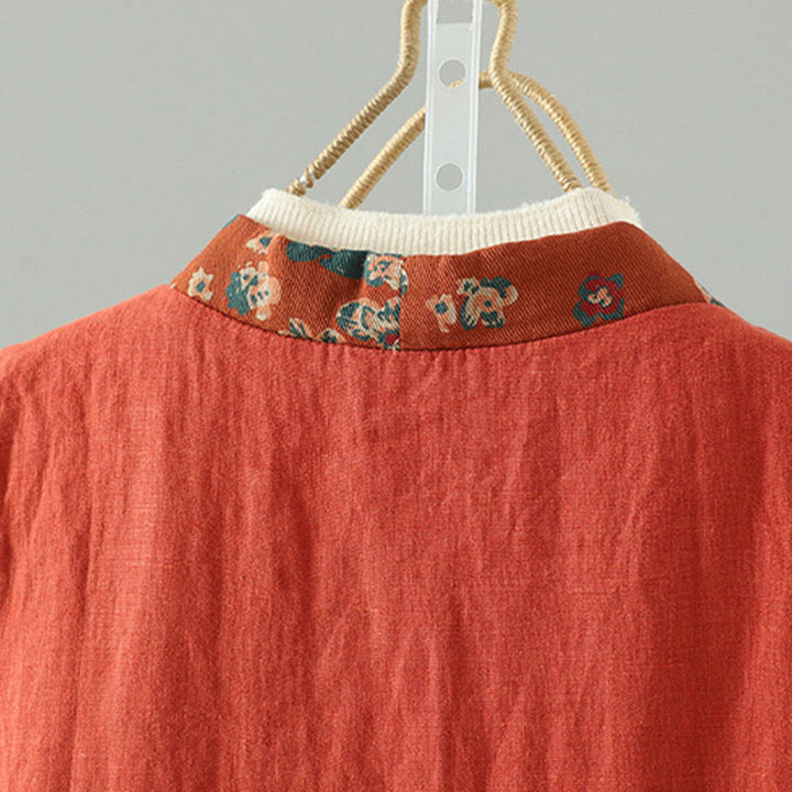 Chaleco sin mangas para mujer con cuello en V, estampado floral y Buddha Stones , cierre de botón tipo rana - image 4