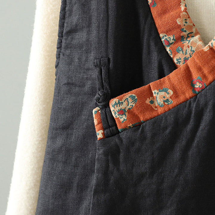 Chaleco sin mangas para mujer con cuello en V, estampado floral y Buddha Stones , cierre de botón tipo rana - image 16