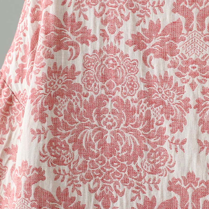 Chaqueta térmica de manga larga con diseño de peonías y botones de rana para mujer de Buddha Stones, con bolsillos - image 8