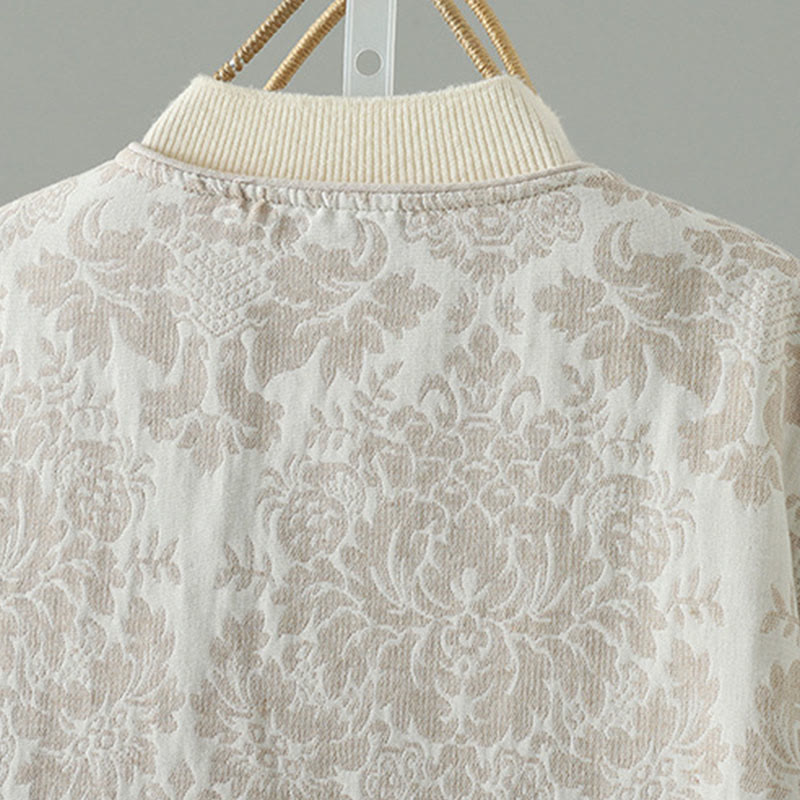 Chaqueta térmica de manga larga con diseño de peonías y botones de rana para mujer de Buddha Stones, con bolsillos - image 14