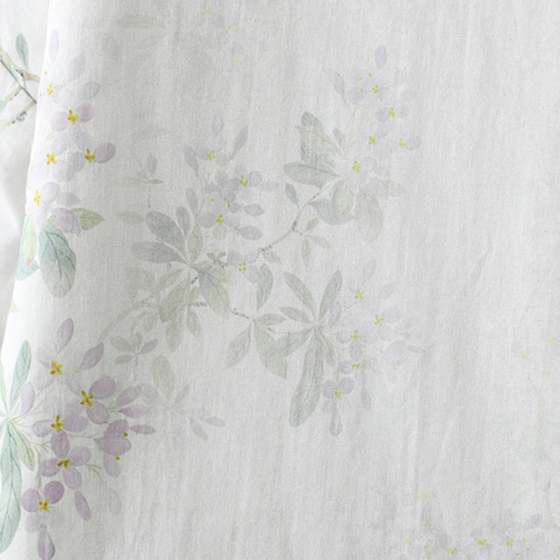 Chaqueta térmica de manga larga para mujer Buddha Stones, diseño de hojas y flores moradas con botones de rana - image 8