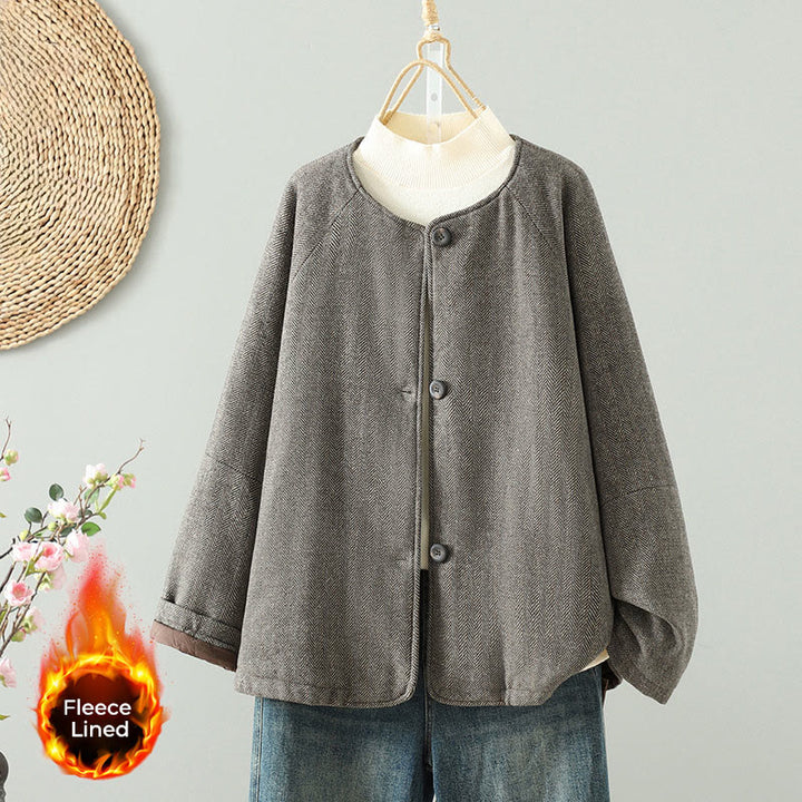 Chaqueta térmica de manga larga con botones marrones y bolsillos para mujer de Buddha Stones - Broncearse - US12, UK/AU16, EU44 (2XL) - image 0