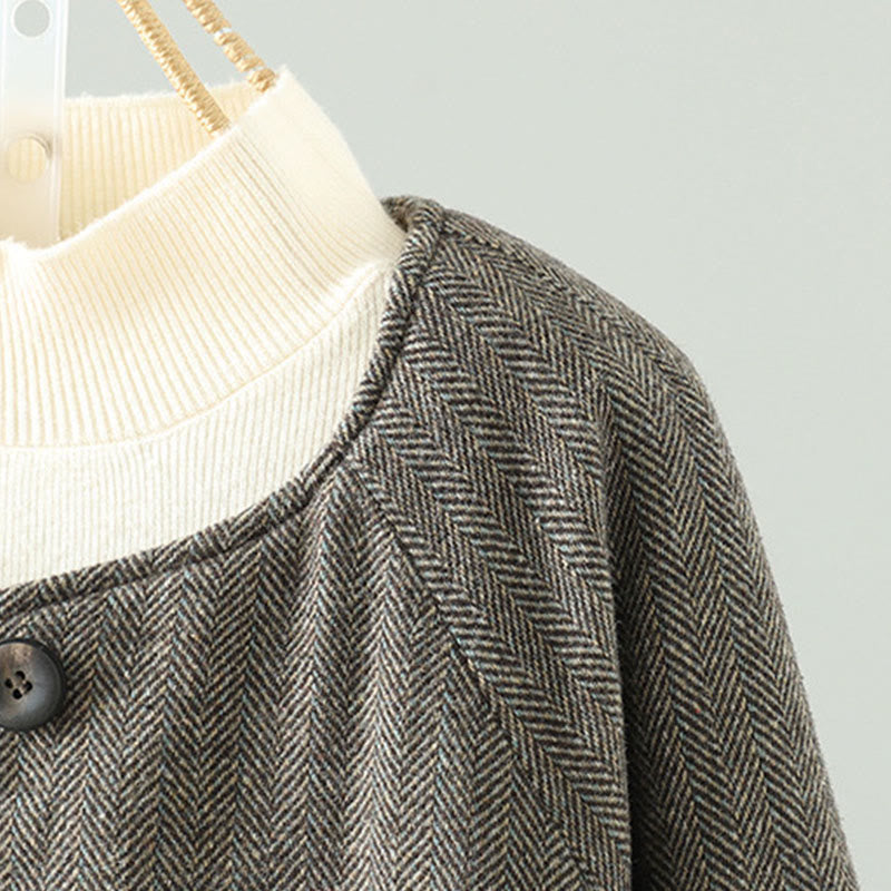 Chaqueta térmica de manga larga con botones marrones y bolsillos para mujer de Buddha Stones - image 3