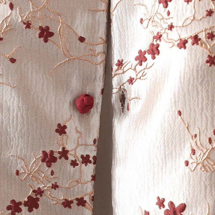 Chaqueta térmica de manga larga para mujer con diseño de botones, flores rojas y Buddha Stones, con bolsillos. - image 5