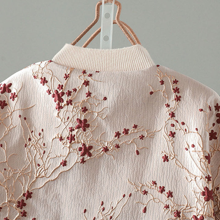 Chaqueta térmica de manga larga para mujer con diseño de botones, flores rojas y Buddha Stones, con bolsillos. - image 3