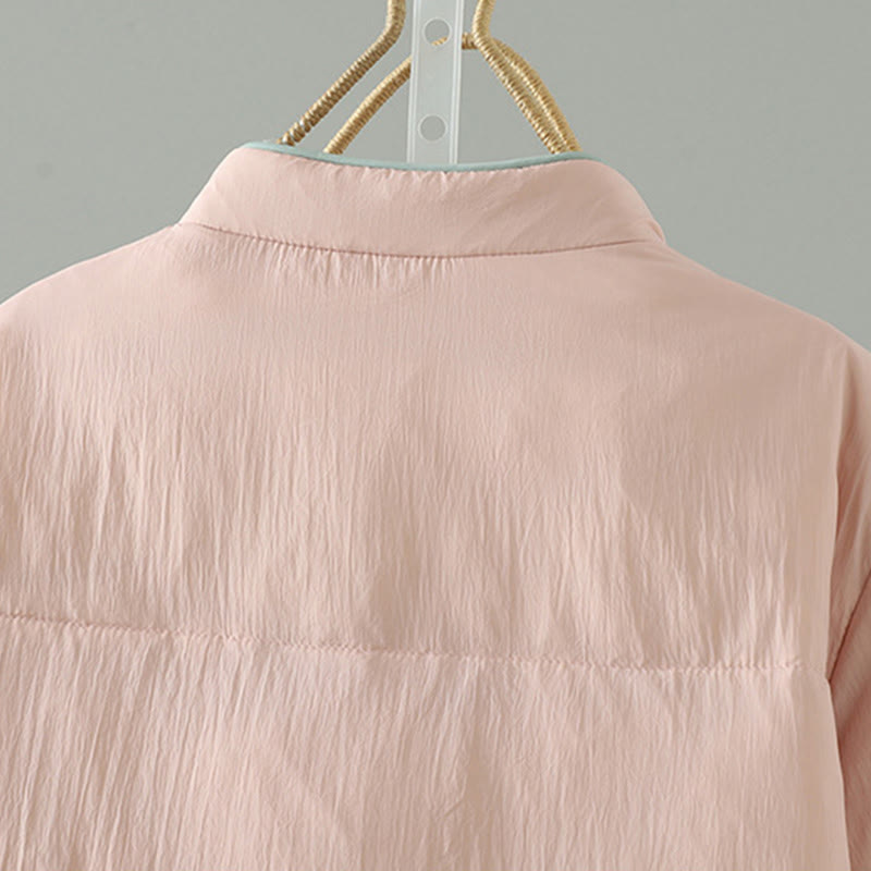 Chaqueta térmica de manga larga para mujer con bolsillos, bordado de flores de durazno y piedras de Buddha Stones. - image 4