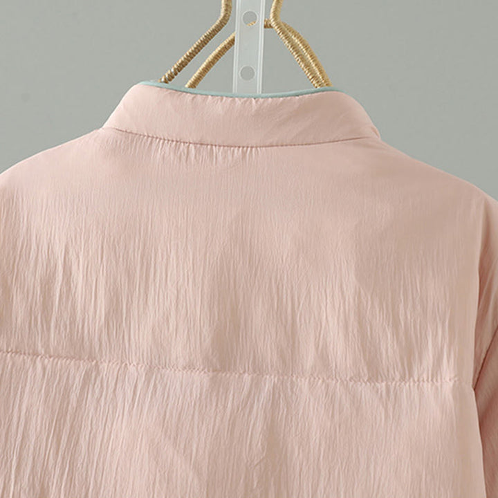 Chaqueta térmica de manga larga para mujer con bolsillos, bordado de flores de durazno y piedras de Buddha Stones. - image 4