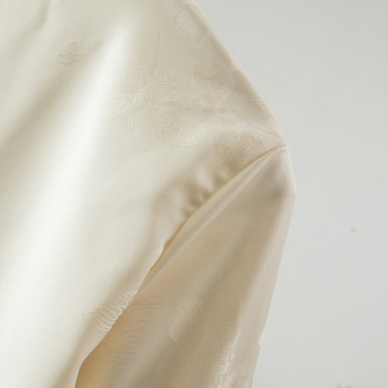 Chaqueta de manga larga para mujer con bordado de flores otoñales y Buddha Stones , diseño de botones de rana - image 4