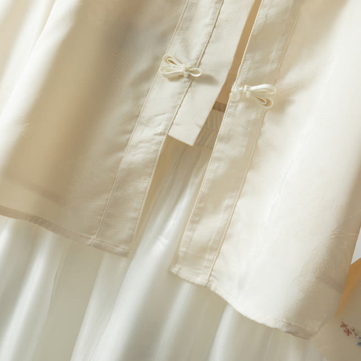 Chaqueta de manga larga para mujer con bordado de flores otoñales y Buddha Stones , diseño de botones de rana - image 6