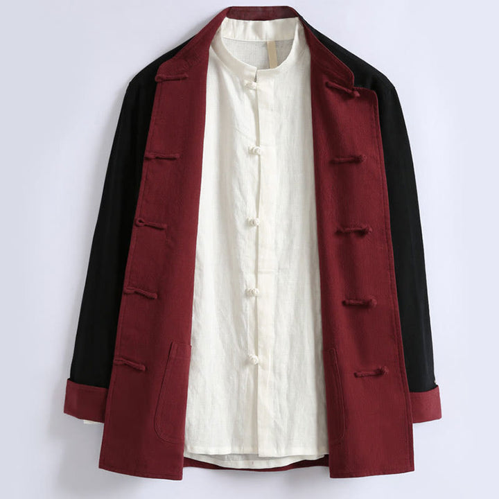 Chaqueta reversible de manga larga para hombre con botones de rana, estilo chino, con Buddha Stones de primavera. - image 5