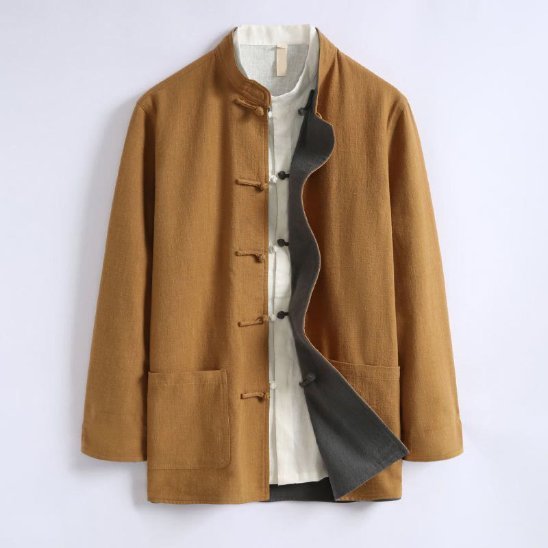 Chaqueta reversible de manga larga para hombre con botones de rana, estilo chino, con Buddha Stones de primavera. - image 1