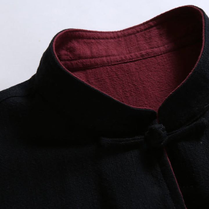 Chaqueta reversible de manga larga para hombre con botones de rana, estilo chino, con Buddha Stones de primavera. - image 6