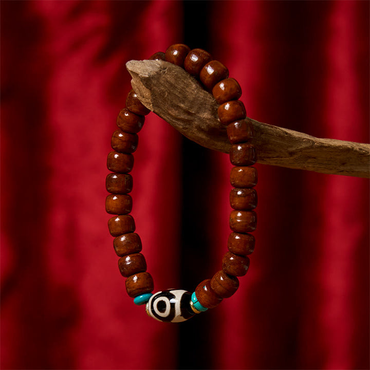 Pulsera de la suerte con cuentas de hueso de Buddha Stones, vajra y cuentas dzi de tres ojos - Cuentas de hueso y cuenta Dzi de tres ojos (circunferencia de la muñeca: 15-16 cm) - image 7