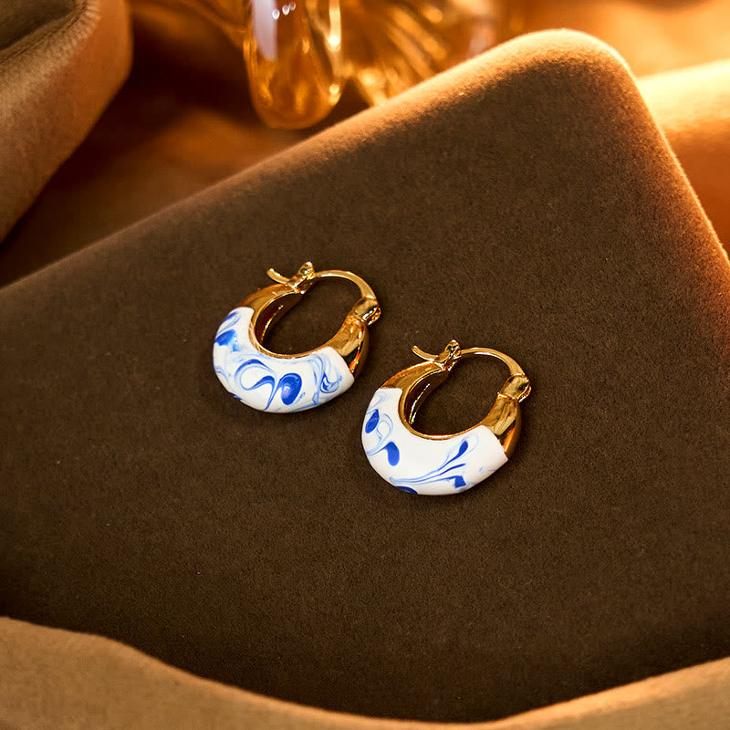 Pendientes en forma de U con Buddha Stones bañadas en cobre y esmaltado en oro de 18 quilates para la curación y la buena suerte. - image 3