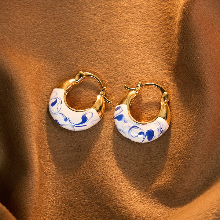 Pendientes en forma de U con Buddha Stones bañadas en cobre y esmaltado en oro de 18 quilates para la curación y la buena suerte. - image 4