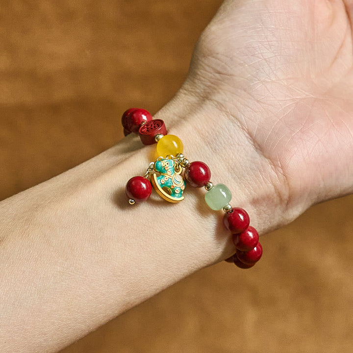 Buddha Stones Pulsera de ágata roja cinabrio natural del Año del Caballo que proporciona tranquilidad y confianza - image 4