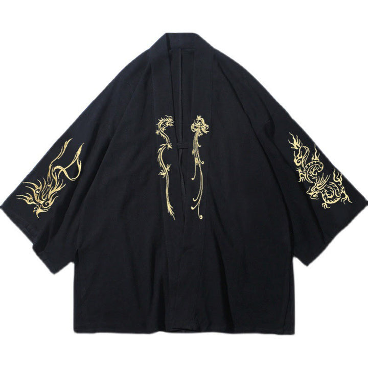 Kimono de algodón para hombre, manga larga , Buddha Stones , dragón y fénix. - image 9