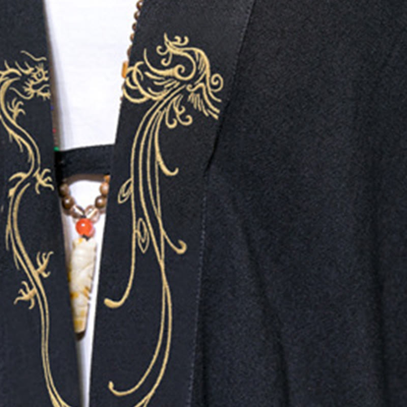 Kimono de algodón para hombre, manga larga , Buddha Stones , dragón y fénix. - image 6