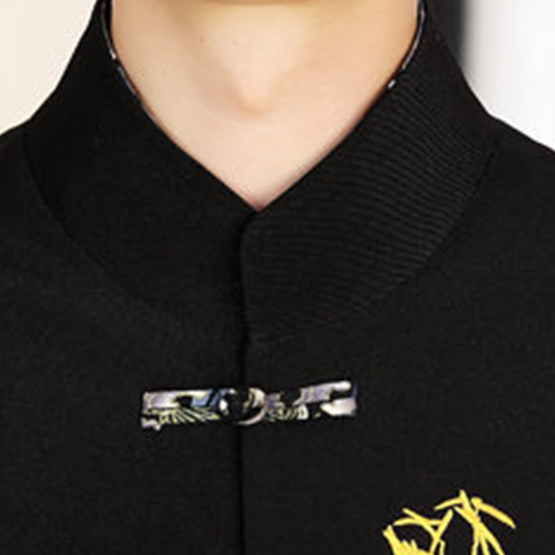 Conjunto de ropa para hombre de 2 piezas con camisa y pantalón de manga larga con botones de bambú y estampado de Buddha Stones Tang Suit (2 piezas). - image 4