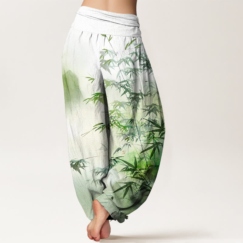Pantalones bombachos de cintura elástica para mujer, de algodón puro con estampado de Buddha Stones. - image 1