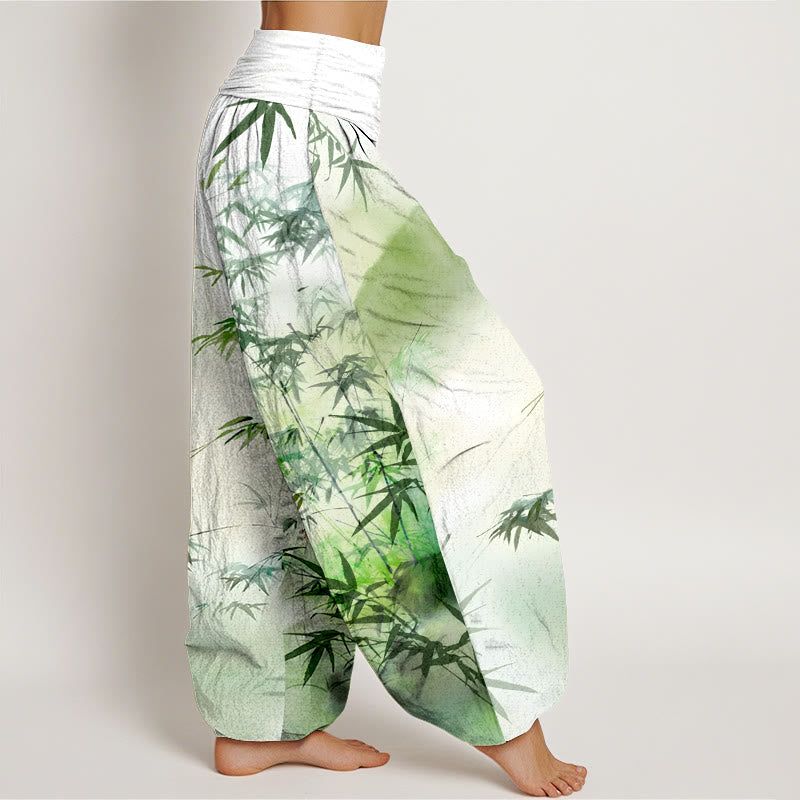 Pantalones bombachos de cintura elástica para mujer, de algodón puro con estampado de Buddha Stones. - image 2