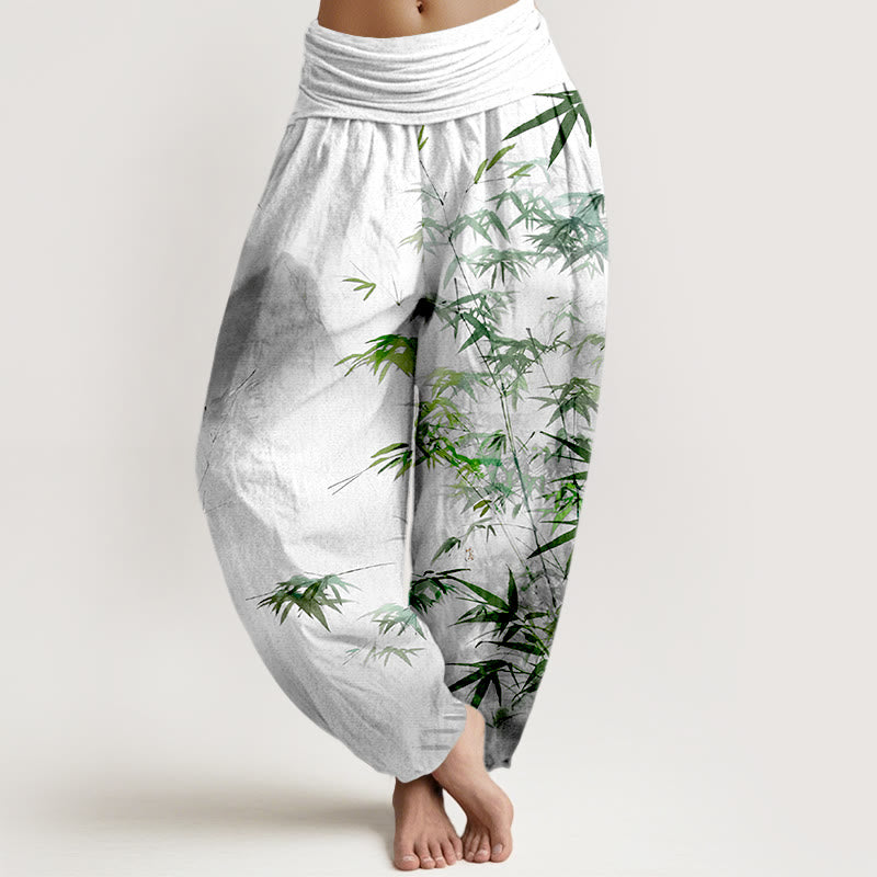 Pantalones bombachos de cintura elástica para mujer, de algodón puro con estampado de Buddha Stones. - Gris claro - US16，UK/AU20，EU48 (3XL) - image 5