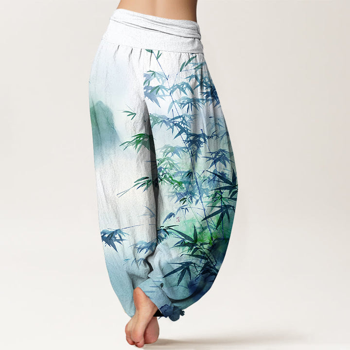 Pantalones bombachos de cintura elástica para mujer, de algodón puro con estampado de Buddha Stones. - image 9