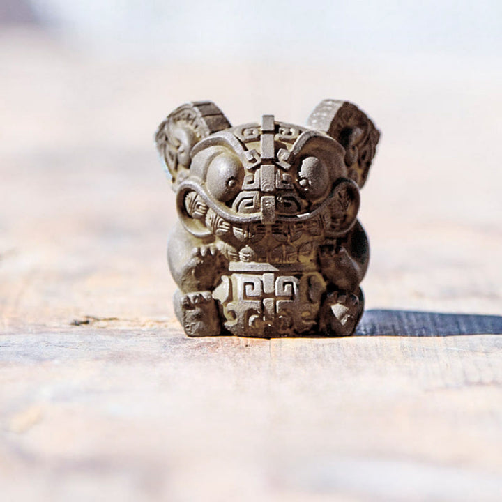 Estatua de resina fundida con polvo de hierro oxidado, hecha a mano con Buddha Stones, bestia tragadora dorada, decoración para el hogar - Mediano 5,5 x 4,5 x 4,5 cm - image 2